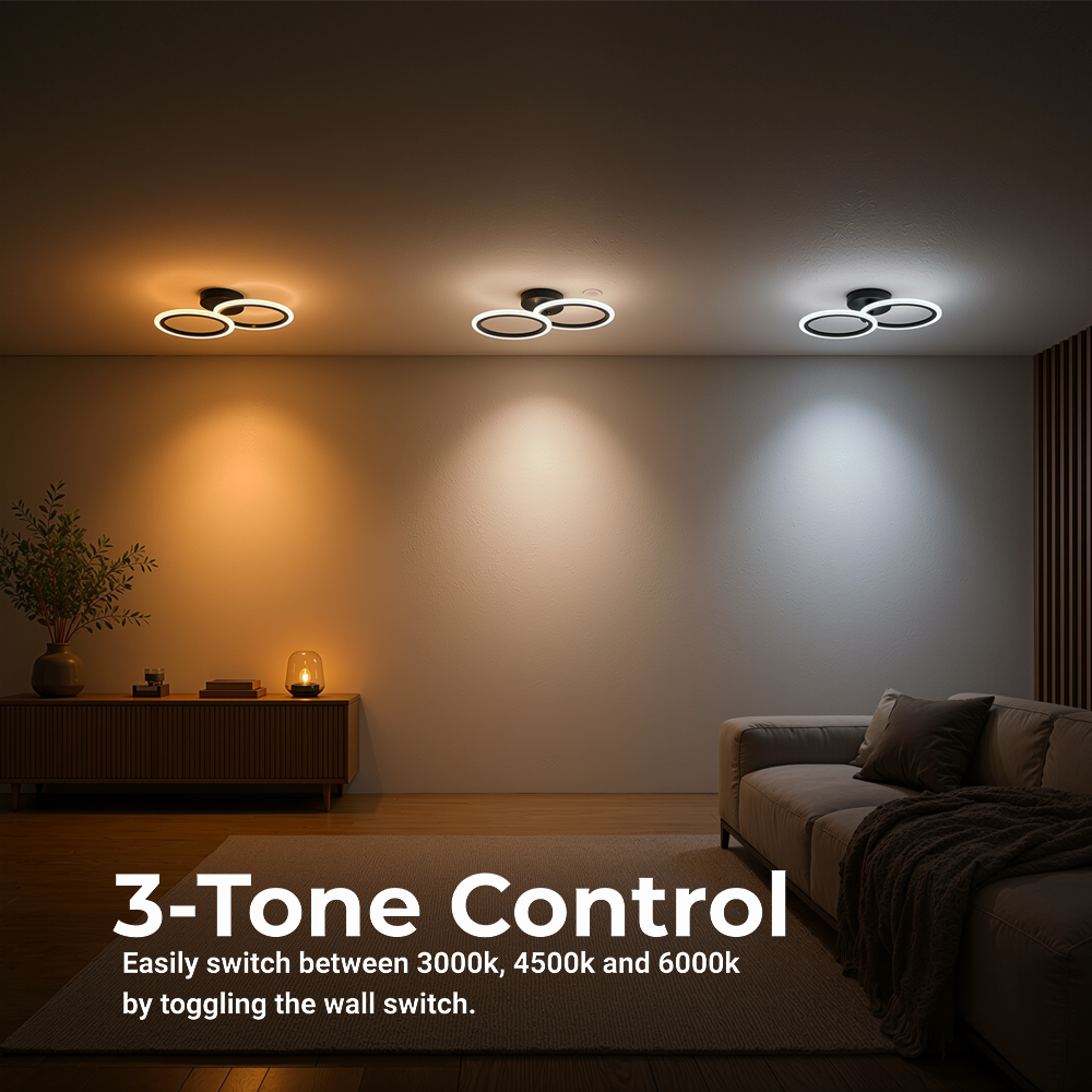 LED lustr s dálkovým ovládáním BETTY 27W, 2 kruhy, studené/teplé/neutrální světlo, stmívatelné, černé LED lustry s dálkovým ovládáním Výchozí název Alessandro Design