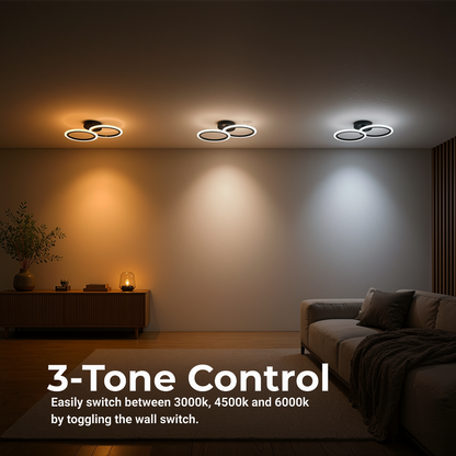 LED lustr s dálkovým ovládáním BETTY 27W, 2 kruhy, studené/teplé/neutrální světlo, stmívatelné, černé LED lustry s dálkovým ovládáním Výchozí název Alessandro Design