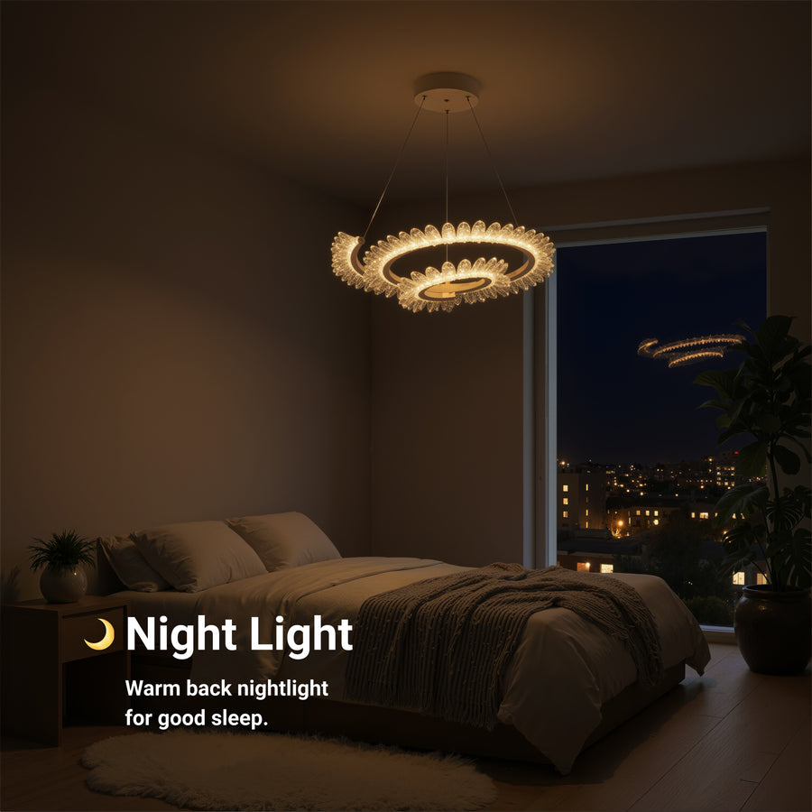 LED lustr s dálkovým ovládáním LT188WH, krystal a kov, 40W, stmívatelný, nastavitelná výška, studené/teplé/neutrální světlo, luxusní osvětlení LED lustry s dálkovým ovládáním Výchozí název Alessandro Design