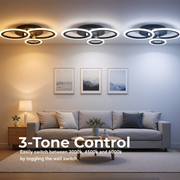 LED lustr s dálkovým ovládáním BETTY 40W, 3 kruhy, studené/teplé/neutrální světlo, stmívatelné, černé LED lustry s dálkovým ovládáním Výchozí název Alessandro Design