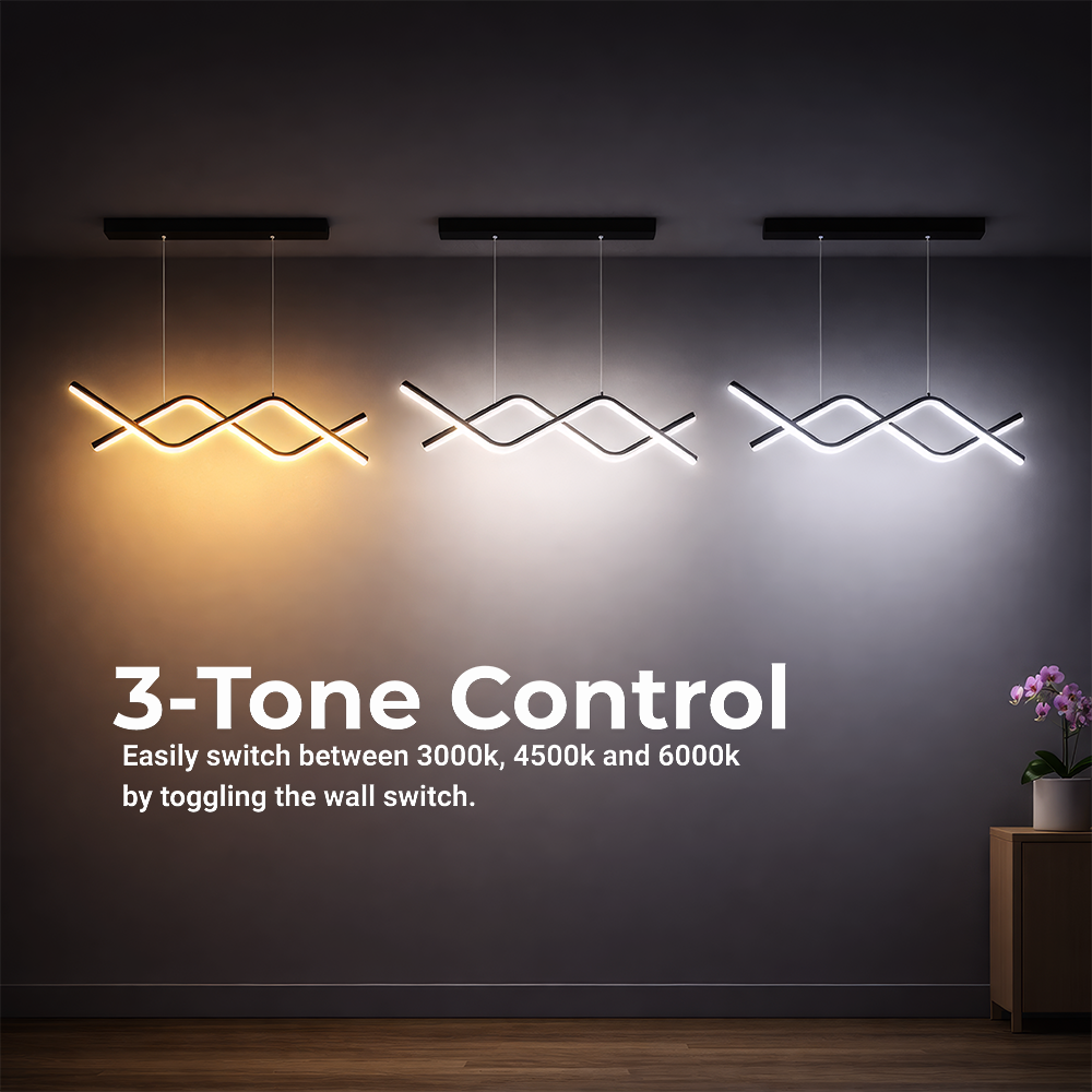 Závěsný LED lustr s dálkovým ovládáním ZIGZAG 27W, studené/teplé/neutrální světlo, stmívatelné, černé, výškově nastavitelné LED lustry s dálkovým ovládáním Výchozí název Alessandro Design