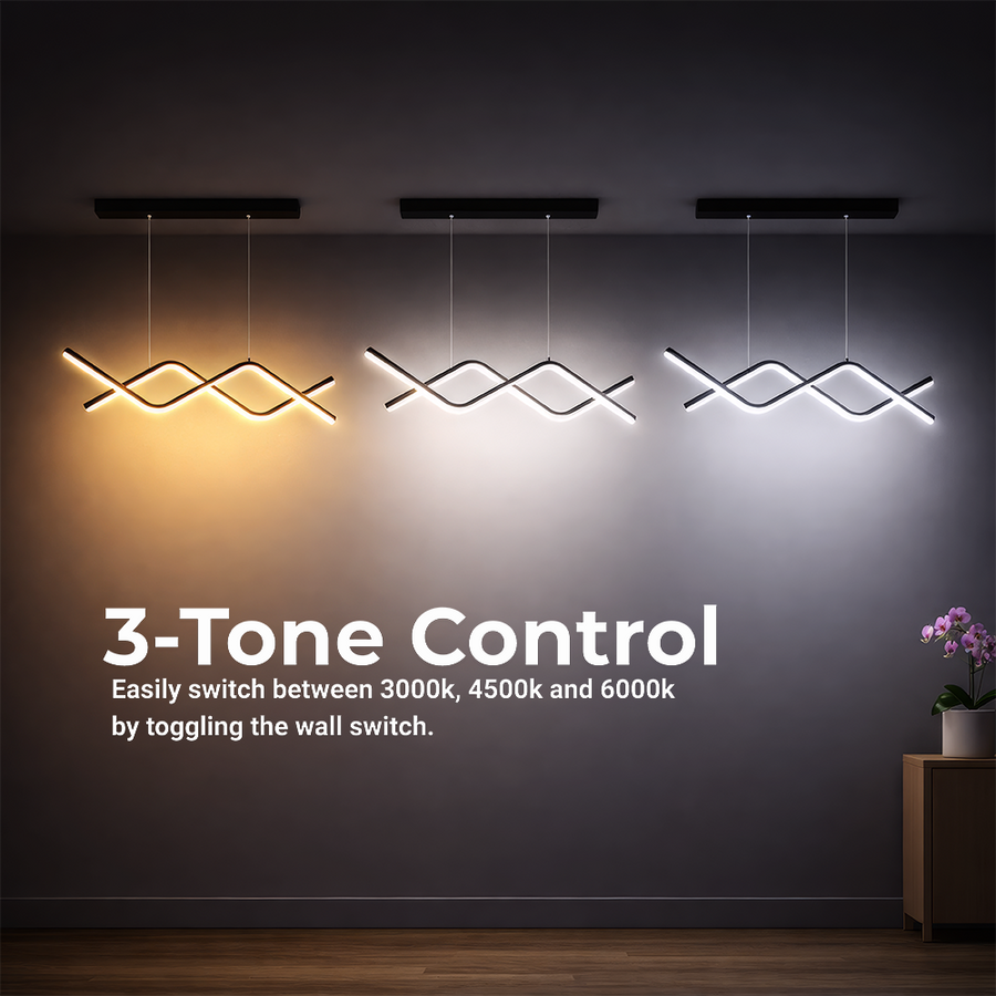 Závěsný LED lustr s dálkovým ovládáním ZIGZAG 27W, studené/teplé/neutrální světlo, stmívatelné, černé, výškově nastavitelné LED lustry s dálkovým ovládáním Výchozí název Alessandro Design