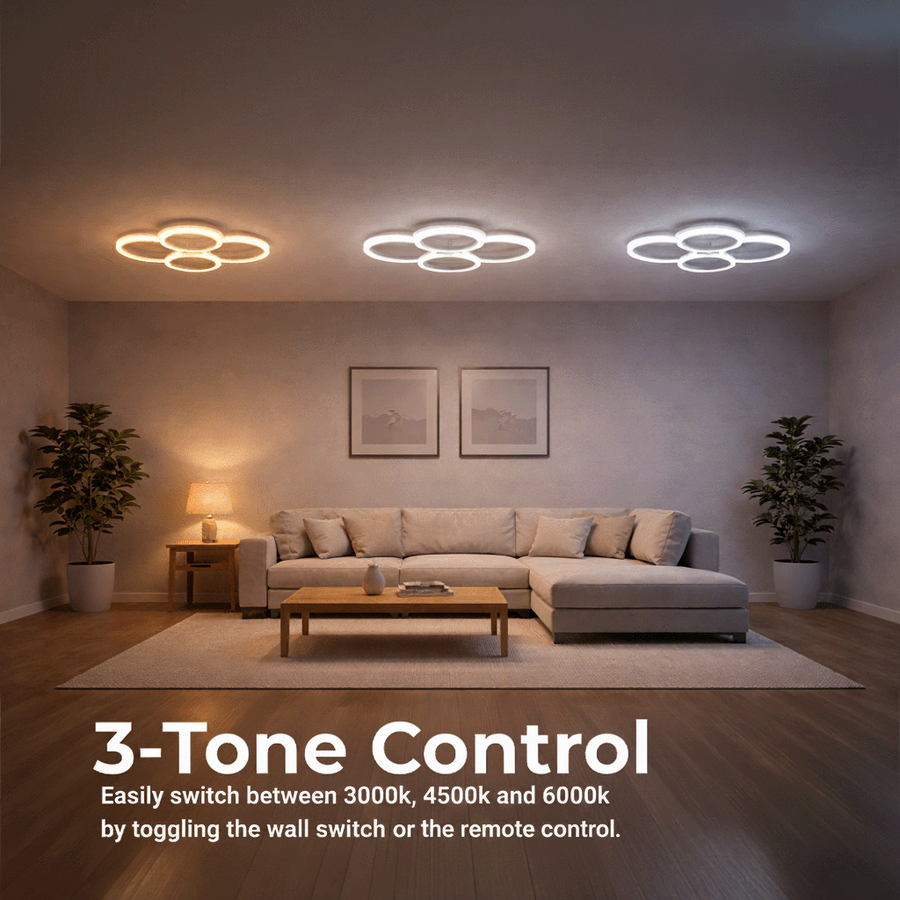 LED lustr s dálkovým ovládáním BETTY 43W, 4 kruhy, studené/teplé/neutrální světlo, stmívatelné, bílý LED lustr s dálkovým ovládáním Výchozí název Alessandro Design