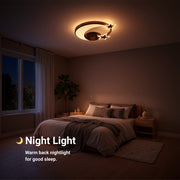 LED lustr s dálkovým ovládáním ALYONA 44W, Měsíc a hvězda, Studené/Teplé/Neutrální světlo, Stmívatelné, Černý LED lustr s dálkovým ovládáním Výchozí název Alessandro Design