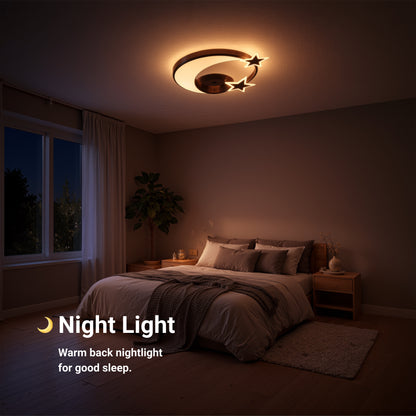 LED lustr s dálkovým ovládáním ALYONA 44W, Měsíc a hvězda, Studené/Teplé/Neutrální světlo, Stmívatelné, Černý LED lustr s dálkovým ovládáním Výchozí název Alessandro Design