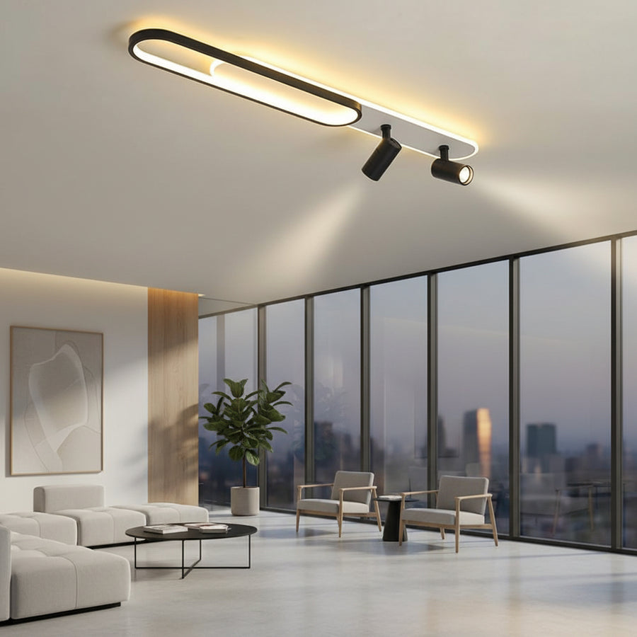 LED lustr s nastavitelným projektorem FISSO Camilla 70W, studené/teplé/neutrální světlo, černé LED lustry Výchozí název Alessandro Design