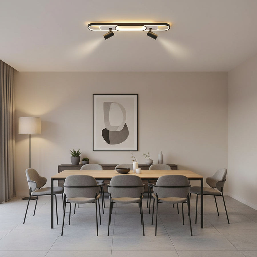 LED lustr s nastavitelným projektorem FISSO Camilla 70W, studené/teplé/neutrální světlo, černé LED lustry Výchozí název Alessandro Design