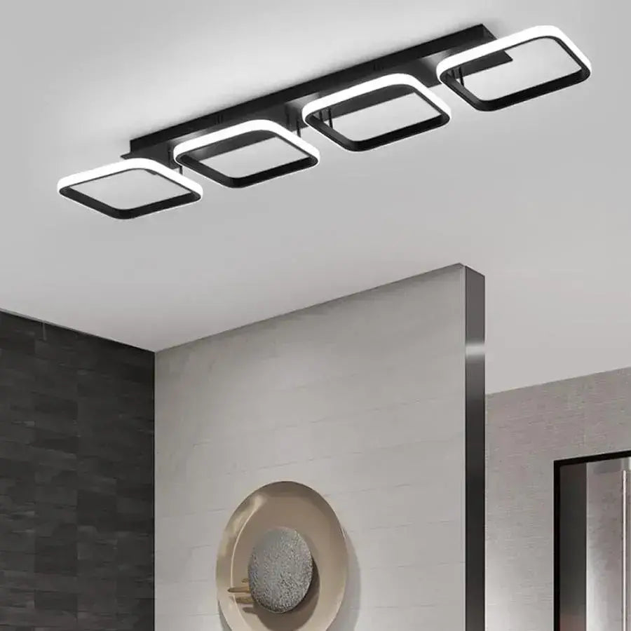 LED lustr VERTEX 45W, 4 čtverce, lineární, studené/teplé/neutrální světlo, černé LED lustry Výchozí název Alessandro Design