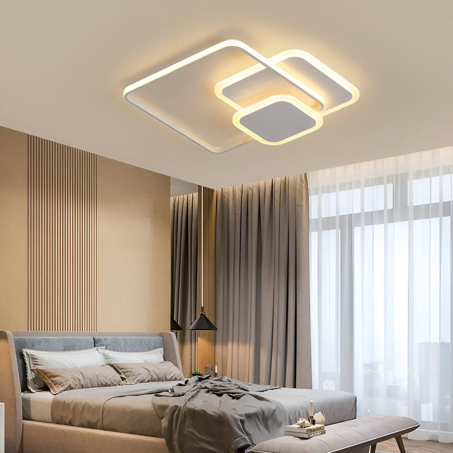 LED lustr s dálkovým ovládáním ANEMONA 75W, 3 čtverce, studené/teplé/neutrální světlo, stmívatelné, bílý LED lustr s dálkovým ovládáním Výchozí název Alessandro Design