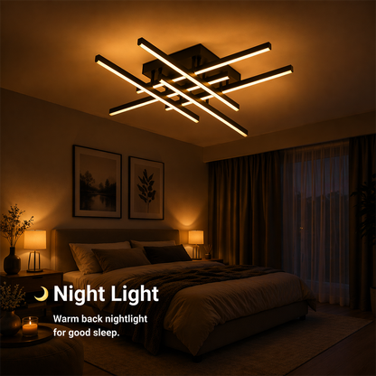 LED lustr s dálkovým ovládáním LINEX, 81W, 6 prvků, lineární, studené/teplé/neutrální světlo, stmívatelné, černé LED lustry s dálkovým ovládáním Výchozí název Alessandro Design