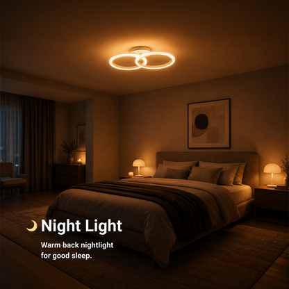 LED lustr s dálkovým ovládáním BETTY 27W, 2 kruhy, studené/teplé/neutrální světlo, stmívatelné, bílý LED lustr s dálkovým ovládáním Výchozí název Alessandro Design