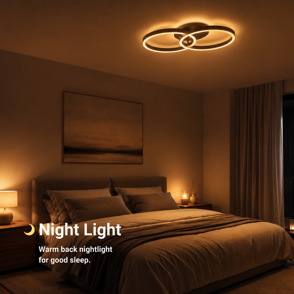 LED lustr s dálkovým ovládáním RIGA LILITH 34W, 2 kruhy, studené/teplé/neutrální světlo, stmívatelné, černé LED lustry s dálkovým ovládáním Výchozí název Alessandro Design