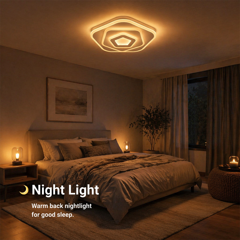 LED lustr s dálkovým ovládáním PENTAGON 59W, 40cm, studené/teplé/neutrální světlo 3000K/4000K/6000K, bílé, kovové a akrylové LED lustry s dálkovým ovládáním Výchozí název Alessandro Design
