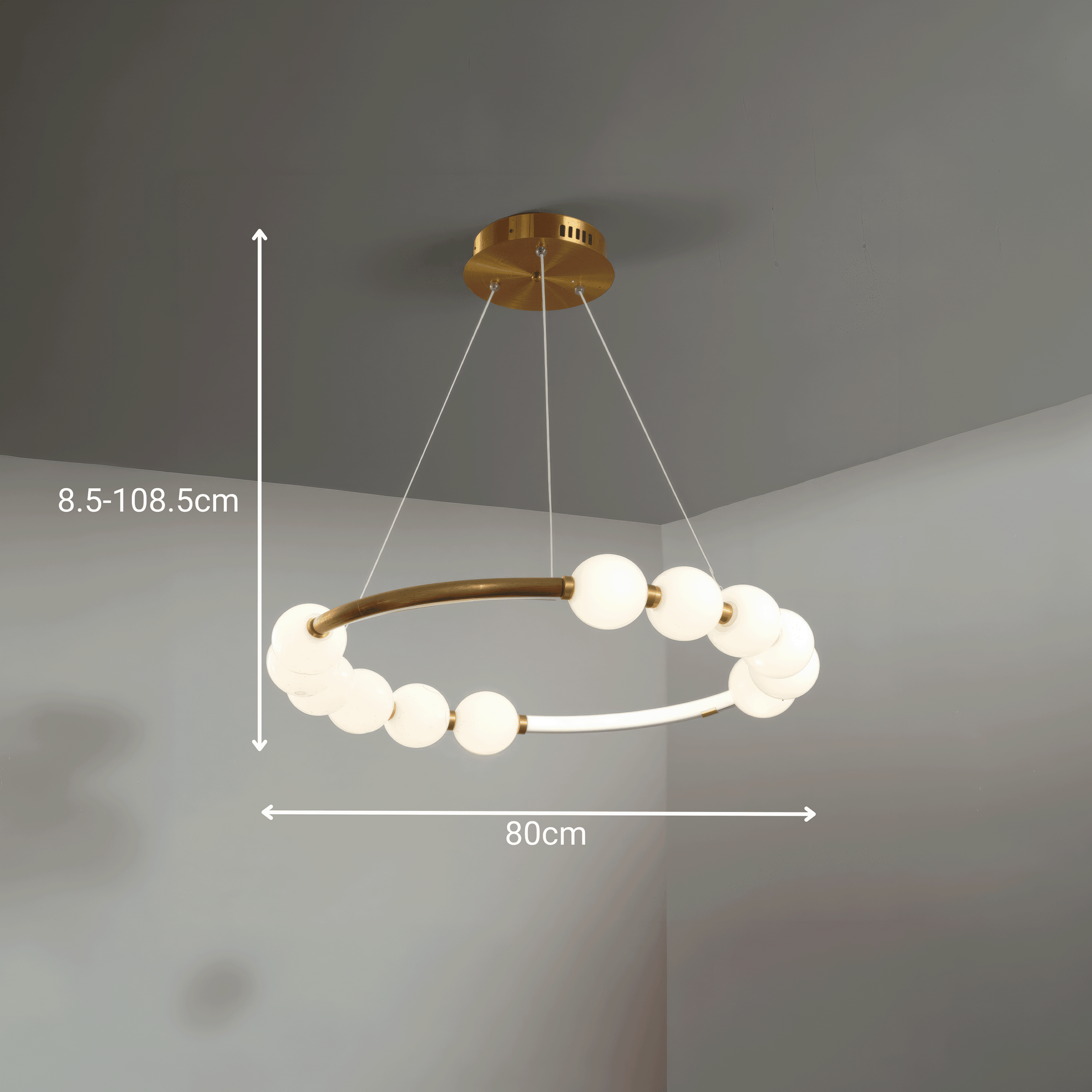 LED závěsné světlo Akrylové Nova 57W s dálkovým ovládáním, stmívatelné, 3000K/4000K/6000K, zlaté, kovové a akrylové LED lustry s dálkovým ovládáním Výchozí název Alessandro Design