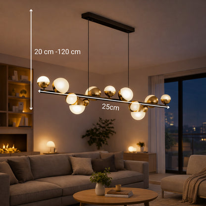 Aurion 29W akrylový LED závěsný lustr s dálkovým ovládáním, stmívatelný, černé zlato, kovové a akrylové LED lustry s dálkovým ovládáním Výchozí název Alessandro Design