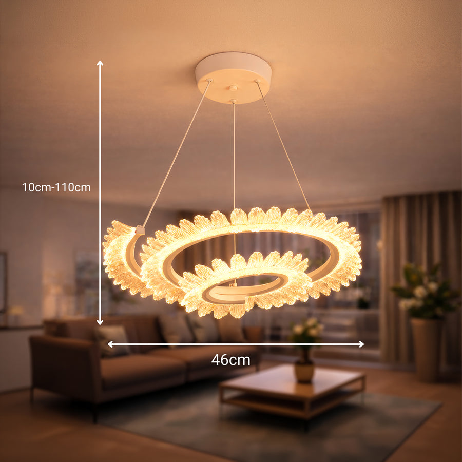 LED lustr s dálkovým ovládáním LT188WH, krystal a kov, 40W, stmívatelný, nastavitelná výška, studené/teplé/neutrální světlo, luxusní osvětlení LED lustry s dálkovým ovládáním Výchozí název Alessandro Design