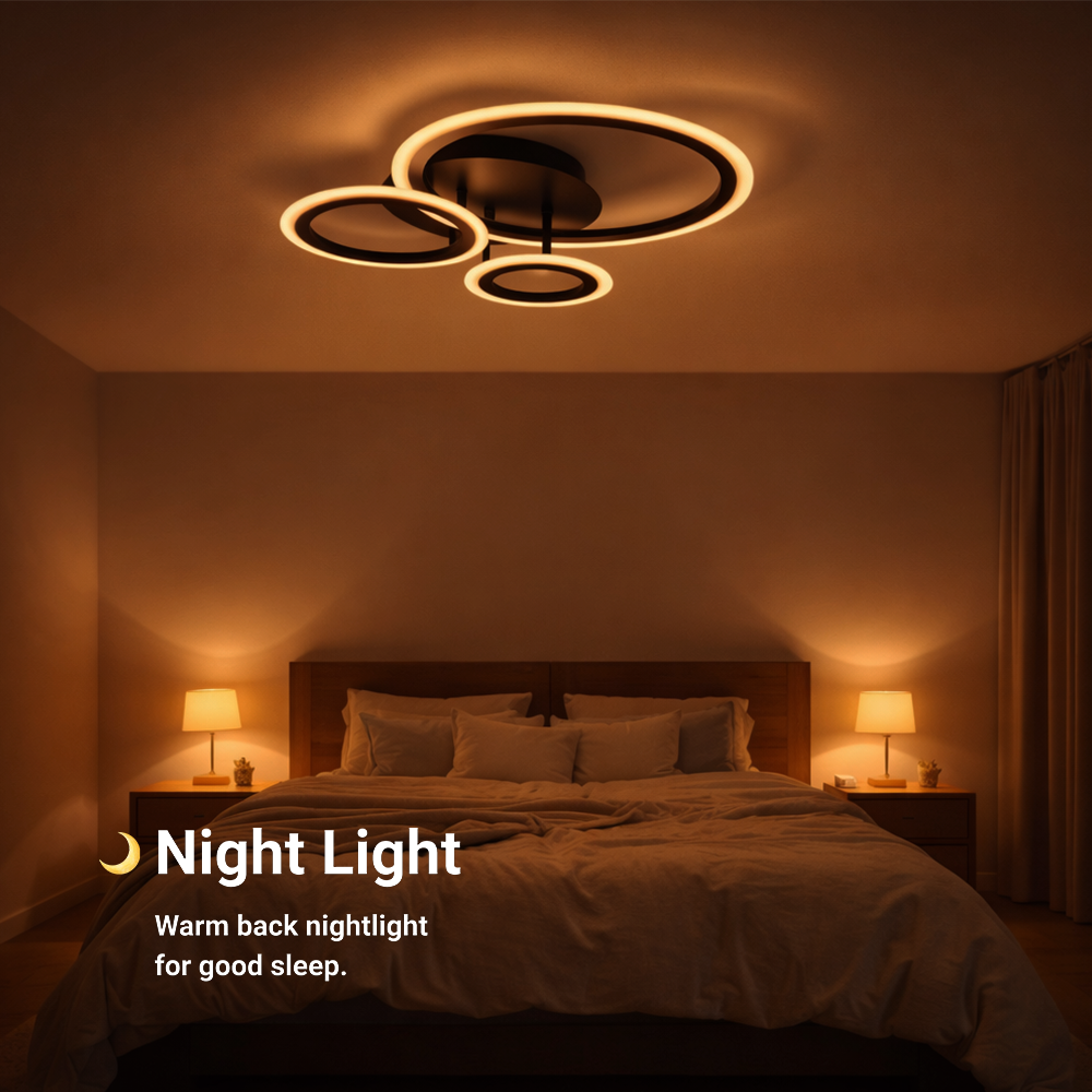 LED lustr s dálkovým ovládáním BETTY 40W, 3 kruhy, studené/teplé/neutrální světlo, stmívatelné, černé LED lustry s dálkovým ovládáním Výchozí název Alessandro Design