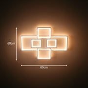 LED lustr s dálkovým ovládáním ELLA 119W, 6 čtverců, studené/teplé/neutrální světlo, stmívatelné, bílý LED lustr s dálkovým ovládáním Výchozí název Alessandro Design