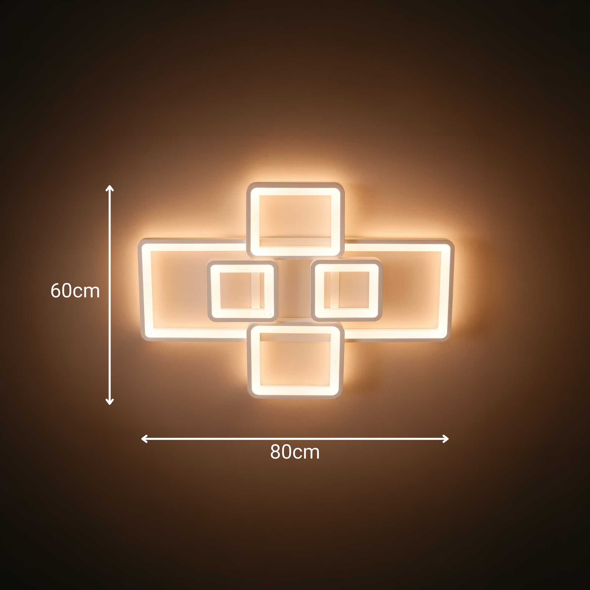LED lustr s dálkovým ovládáním ELLA 119W, 6 čtverců, studené/teplé/neutrální světlo, stmívatelné, bílý LED lustr s dálkovým ovládáním Výchozí název Alessandro Design