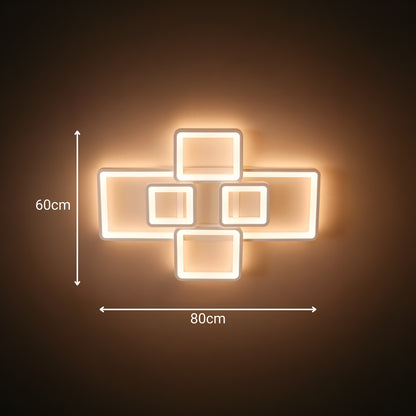 LED lustr s dálkovým ovládáním ELLA 119W, 6 čtverců, studené/teplé/neutrální světlo, stmívatelné, bílý LED lustr s dálkovým ovládáním Výchozí název Alessandro Design