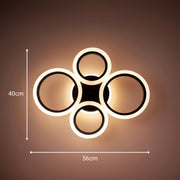 LED lustr s dálkovým ovládáním BETTY 41W, 4 kruhy, studené/teplé/neutrální/RGB světlo, stmívatelné, černé LED lustry s dálkovým ovládáním Výchozí název Alessandro Design