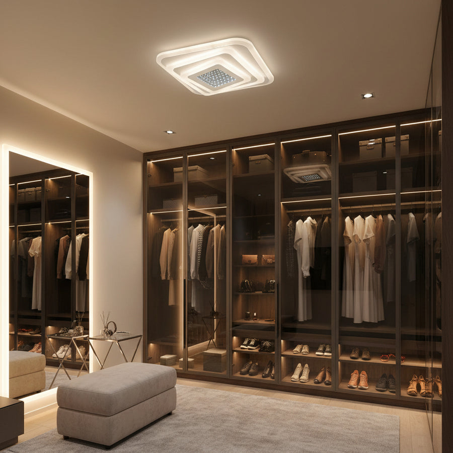 LED lustr NEXA 3D 46W, čtvercový, studené/teplé/neutrální světlo, bílé LED lustry Výchozí název Alessandro Design