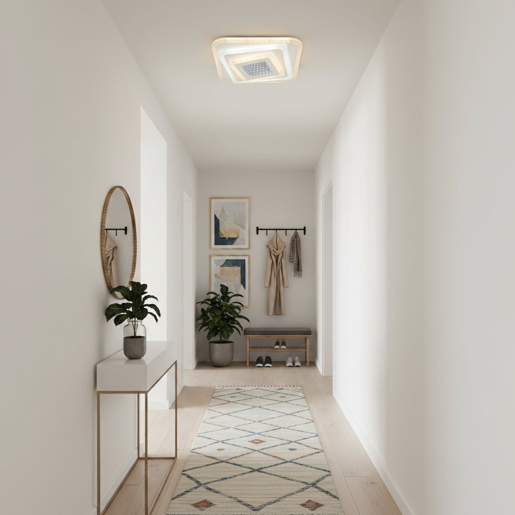 LED lustr NEXA 3D 46W, čtvercový, studené/teplé/neutrální světlo, bílé LED lustry Výchozí název Alessandro Design
