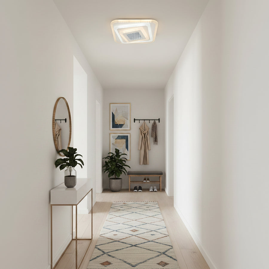 LED lustr NEXA 3D 46W, čtvercový, studené/teplé/neutrální světlo, bílé LED lustry Výchozí název Alessandro Design
