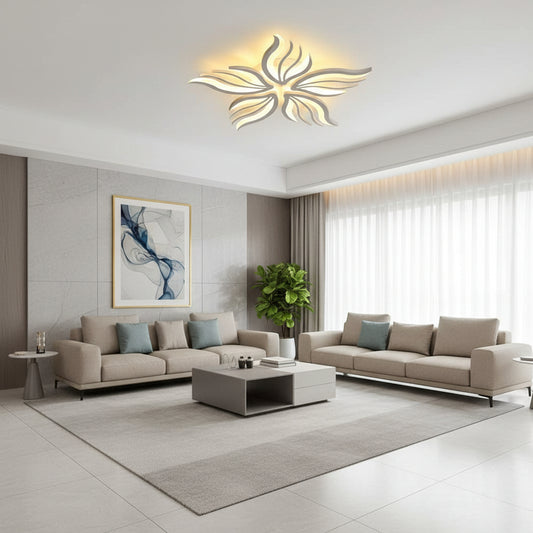 LED lustr s dálkovým ovládáním SAKURA 62W, 5 okvětních lístků, studené/teplé/neutrální světlo, stmívatelné, bílý LED lustr s dálkovým ovládáním Výchozí název Alessandro Design