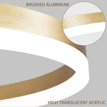 Závěsný LED lustr, ANINA, 34W, 1 kruh, Průměr 50 cm, Studené/Teplé/Neutrální světlo 3000K/4000K/6000K, Stmívatelné, Lesklá zlatá bílá, Nastavitelná výška, Kovové a akrylové LED lustry s dálkovým ovládáním Výchozí název Alessandro Design