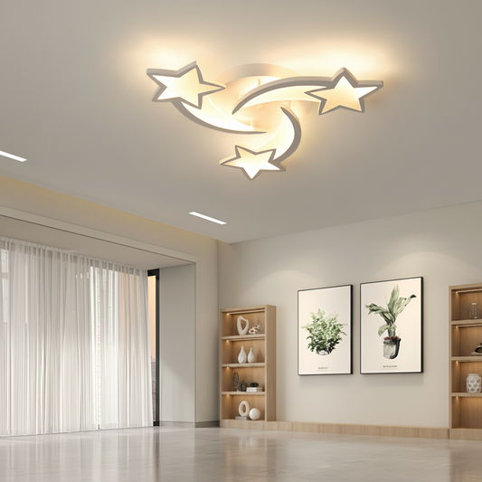 LED lustr s dálkovým ovládáním IPOMOEA 51W, 3 hvězdičky, Studené/Teplé/Neutrální světlo, Stmívatelné, Bílý LED lustr s dálkovým ovládáním Výchozí název Alessandro Design