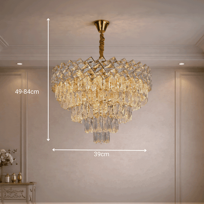 Křišťálový lustr WINDSOR Elegance 8x E14, průměr 39 cm, lesklé zlato, nastavitelná výška, kov a křišťálové křišťálové lustry Výchozí název Alessandro Design