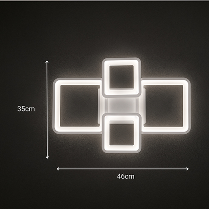 LED lustr s dálkovým ovládáním ELLA 67W, 4 čtverce, studené/teplé/neutrální světlo, stmívatelné, bílý LED lustr s dálkovým ovládáním Výchozí název Alessandro Design
