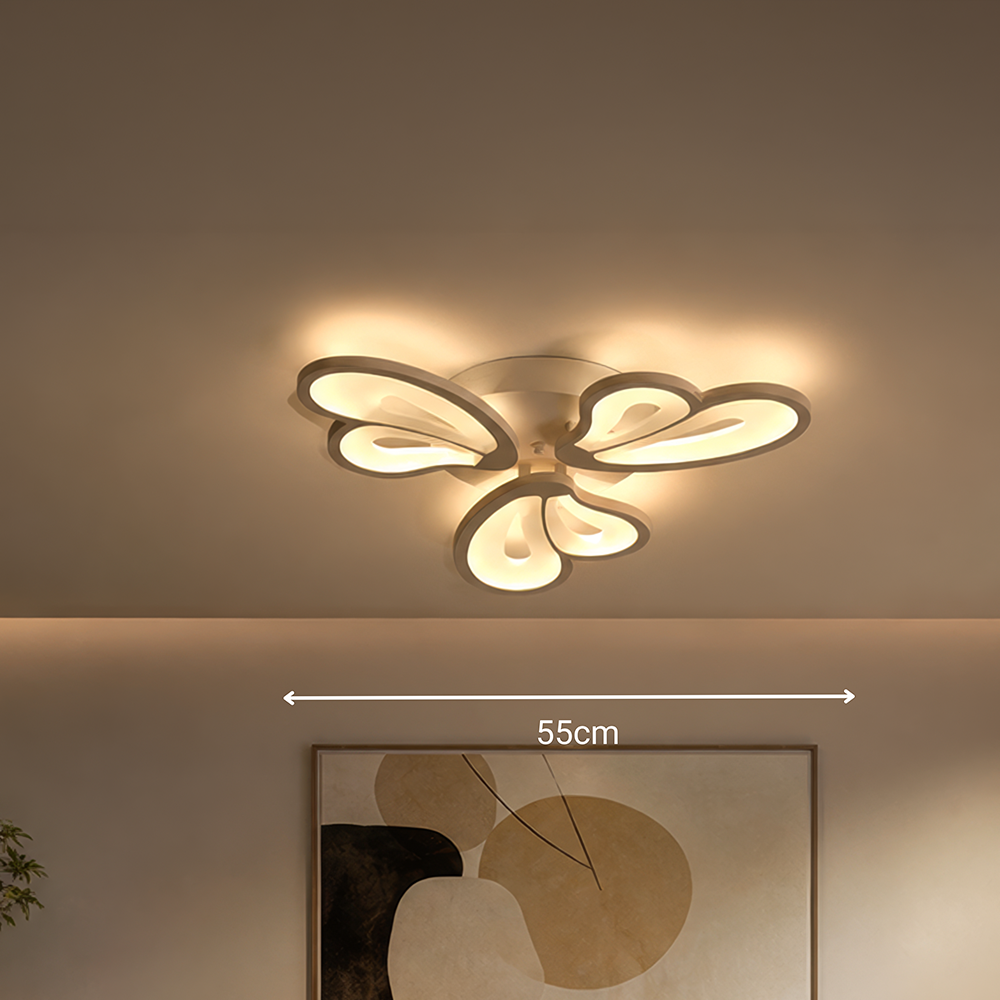 LED lustr s dálkovým ovládáním BLOSSOM 40W, 3 okvětní lístky, studené/teplé/neutrální světlo, stmívatelné, bílý LED lustr s dálkovým ovládáním Výchozí název Alessandro Design