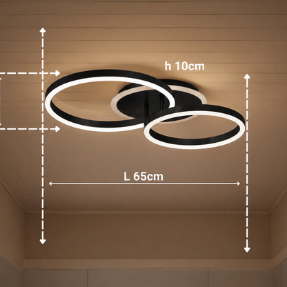 LED lustr s dálkovým ovládáním RINOVA 66W, 2 kruhy, studené/teplé/neutrální světlo, stmívatelné, černé LED lustry s dálkovým ovládáním Výchozí název Alessandro Design