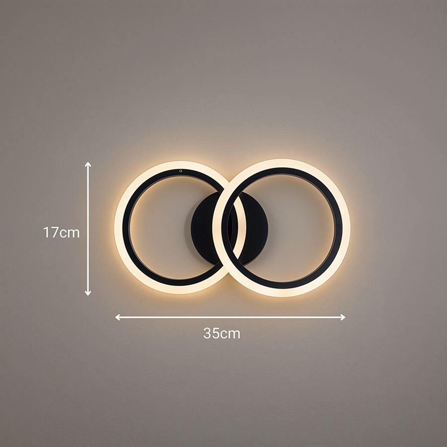 LED lustr s dálkovým ovládáním BETTY 27W, 2 kruhy, studené/teplé/neutrální světlo, stmívatelné, černé LED lustry s dálkovým ovládáním Výchozí název Alessandro Design