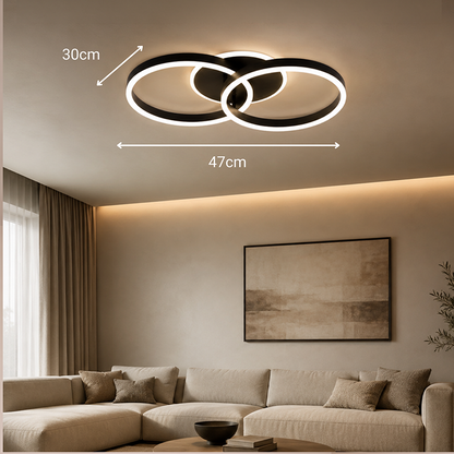LED lustr s dálkovým ovládáním RIGA LILITH 34W, 2 kruhy, studené/teplé/neutrální světlo, stmívatelné, černé LED lustry s dálkovým ovládáním Výchozí název Alessandro Design