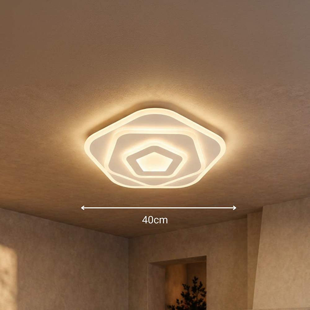 LED lustr s dálkovým ovládáním PENTAGON 59W, 40cm, studené/teplé/neutrální světlo 3000K/4000K/6000K, bílé, kovové a akrylové LED lustry s dálkovým ovládáním Výchozí název Alessandro Design