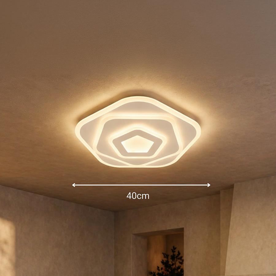 LED lustr s dálkovým ovládáním PENTAGON 59W, 40cm, studené/teplé/neutrální světlo 3000K/4000K/6000K, bílé, kovové a akrylové LED lustry s dálkovým ovládáním Výchozí název Alessandro Design