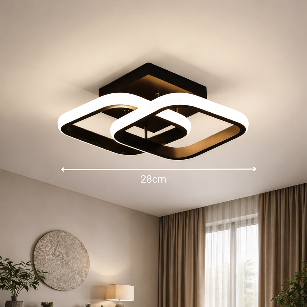 LED lustr VERTEX Matrix překrývající se diamanty, kovové rámy, 24W, 2 diamanty, studené/teplé/neutrální světlo 3000K/4000K/6000K, černý, kov a silikonový LED lustr Výchozí název Alessandro Design