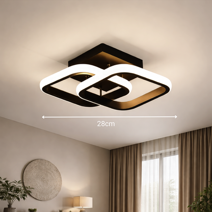LED lustr VERTEX Matrix překrývající se diamanty, kovové rámy, 24W, 2 diamanty, studené/teplé/neutrální světlo 3000K/4000K/6000K, černý, kov a silikonový LED lustr Výchozí název Alessandro Design