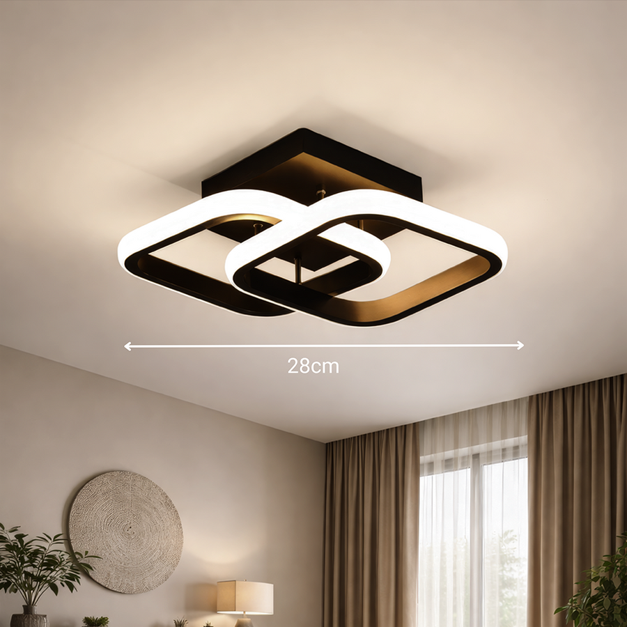 LED lustr VERTEX Matrix překrývající se diamanty, kovové rámy, 24W, 2 diamanty, studené/teplé/neutrální světlo 3000K/4000K/6000K, černý, kov a silikonový LED lustr Výchozí název Alessandro Design