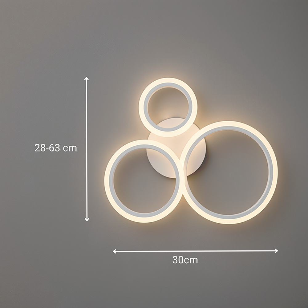 LED lustr s dálkovým ovládáním BETTY 40W, 3 kruhy, studené/teplé/neutrální světlo, stmívatelné, bílé, kovové a akrylové LED lustry s dálkovým ovládáním Výchozí název Alessandro Design