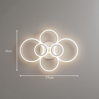 LED lustr s dálkovým ovládáním BETTY 82W, 6 kruhů, studené/teplé/neutrální světlo, stmívatelné, bílý LED lustr s dálkovým ovládáním Výchozí název Alessandro Design
