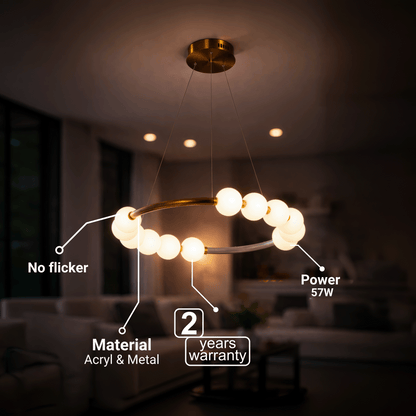LED závěsné světlo Akrylové Nova 57W s dálkovým ovládáním, stmívatelné, 3000K/4000K/6000K, zlaté, kovové a akrylové LED lustry s dálkovým ovládáním Výchozí název Alessandro Design