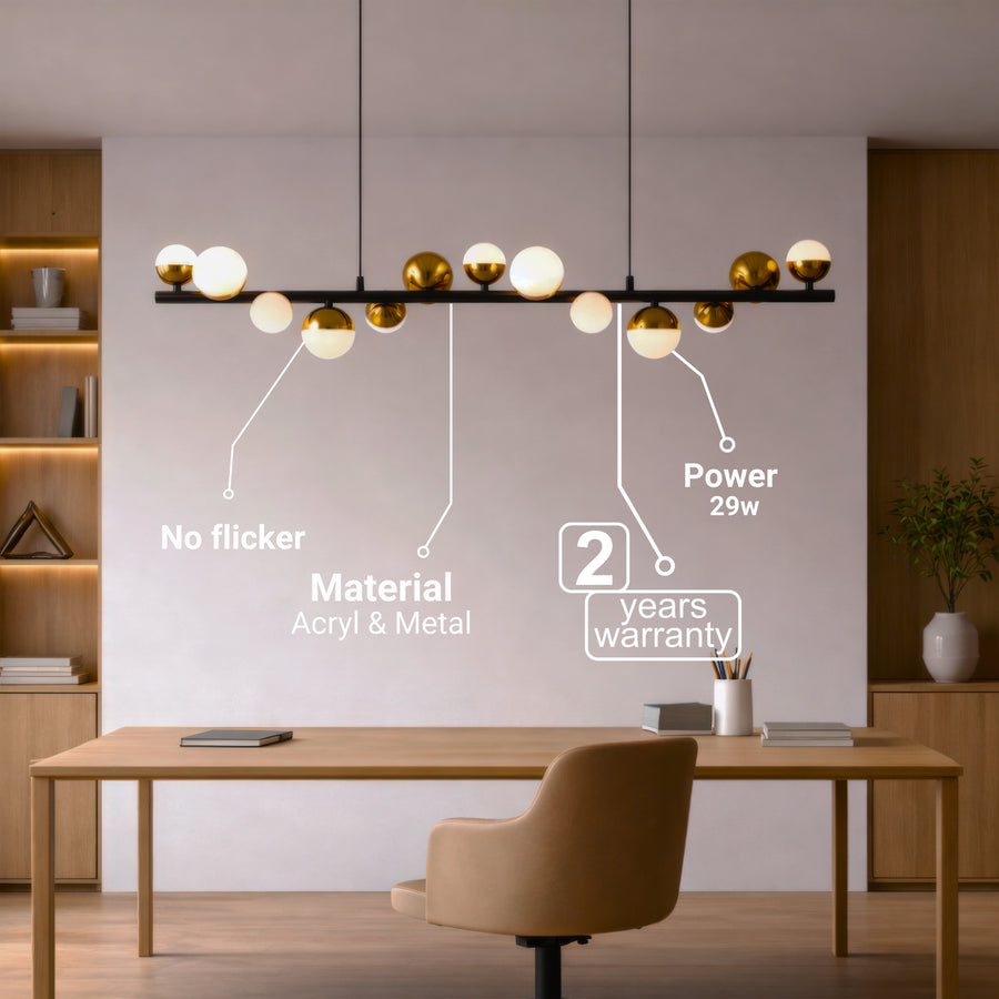 Aurion 29W akrylový LED závěsný lustr s dálkovým ovládáním, stmívatelný, černé zlato, kovové a akrylové LED lustry s dálkovým ovládáním Výchozí název Alessandro Design