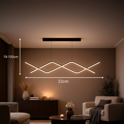 Závěsný LED lustr s dálkovým ovládáním ZIGZAG 27W, studené/teplé/neutrální světlo, stmívatelné, černé, výškově nastavitelné LED lustry s dálkovým ovládáním Výchozí název Alessandro Design