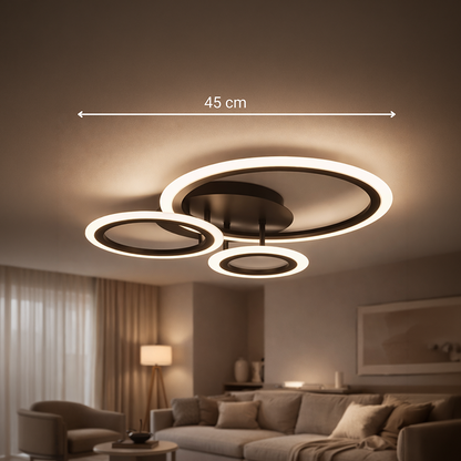LED lustr s dálkovým ovládáním BETTY 40W, 3 kruhy, studené/teplé/neutrální světlo, stmívatelné, černé LED lustry s dálkovým ovládáním Výchozí název Alessandro Design