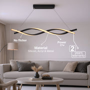 Závěsný LED lustr s dálkovým ovládáním, FLUX, 27W, 116cm, studené/teplé/neutrální světlo 3000K/4000K/6000K, stmívatelný, černý, nastavitelná výška, kovové a silikonové moderní lustry Výchozí název Design Alessandro