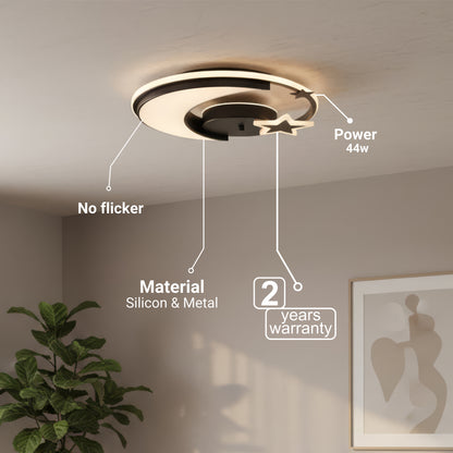 LED lustr s dálkovým ovládáním ALYONA 44W, Měsíc a hvězda, Studené/Teplé/Neutrální světlo, Stmívatelné, Černý LED lustr s dálkovým ovládáním Výchozí název Alessandro Design